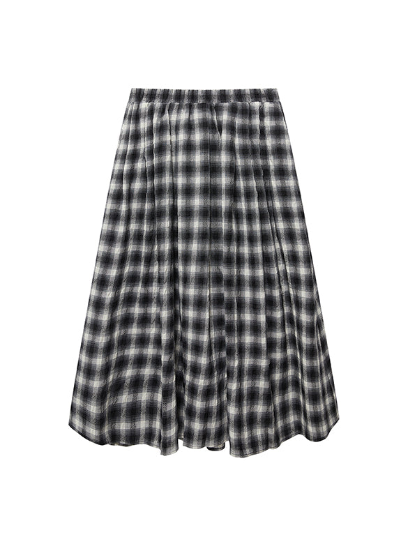 Plaid Wrinkle Easy Skirt