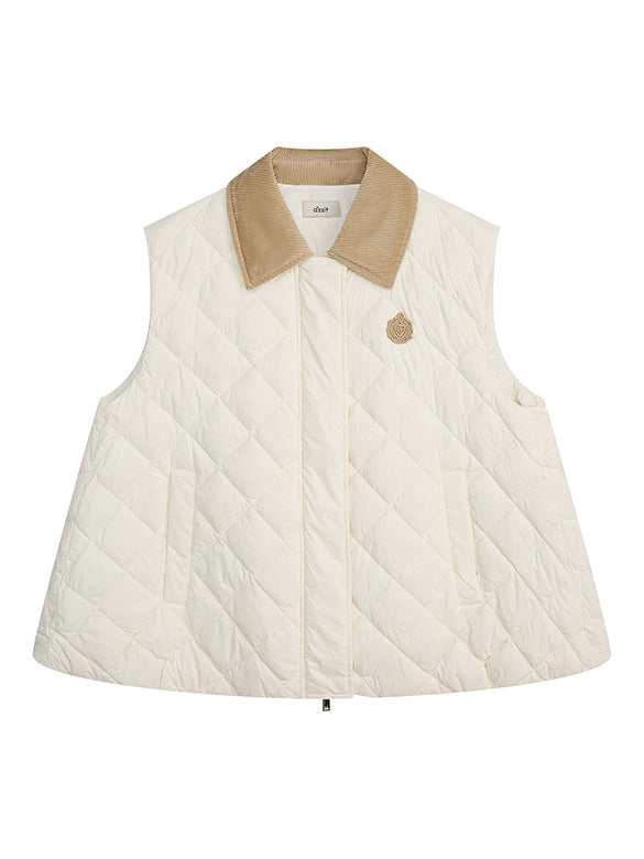 Corduroy Collar Monogram Down Vest