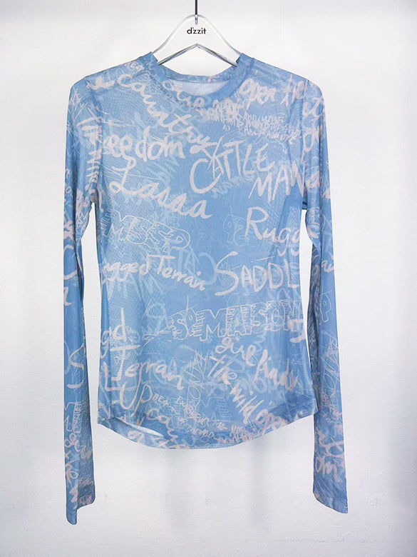 Printed Sheer Tulle Top