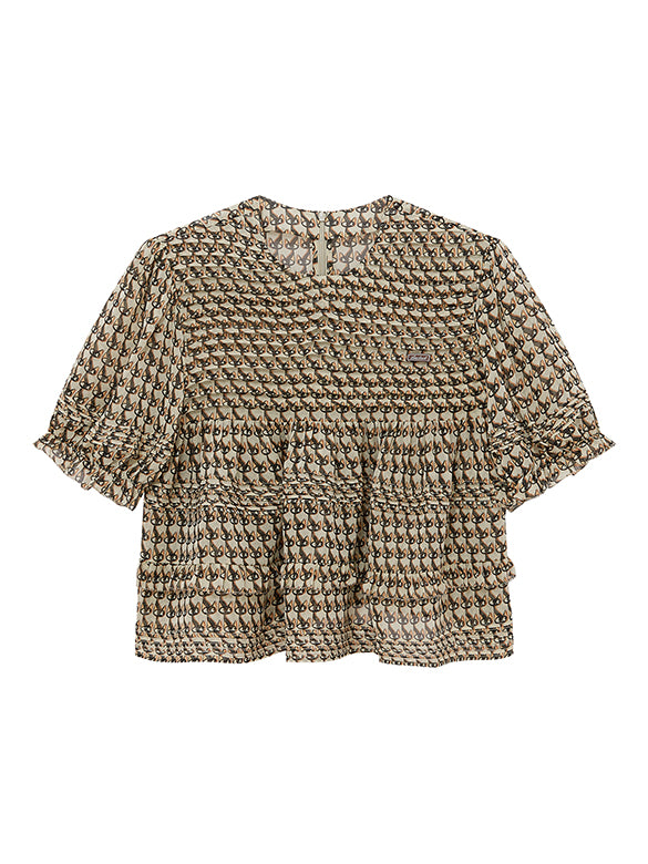 Cat Printed Chiffon Blouse
