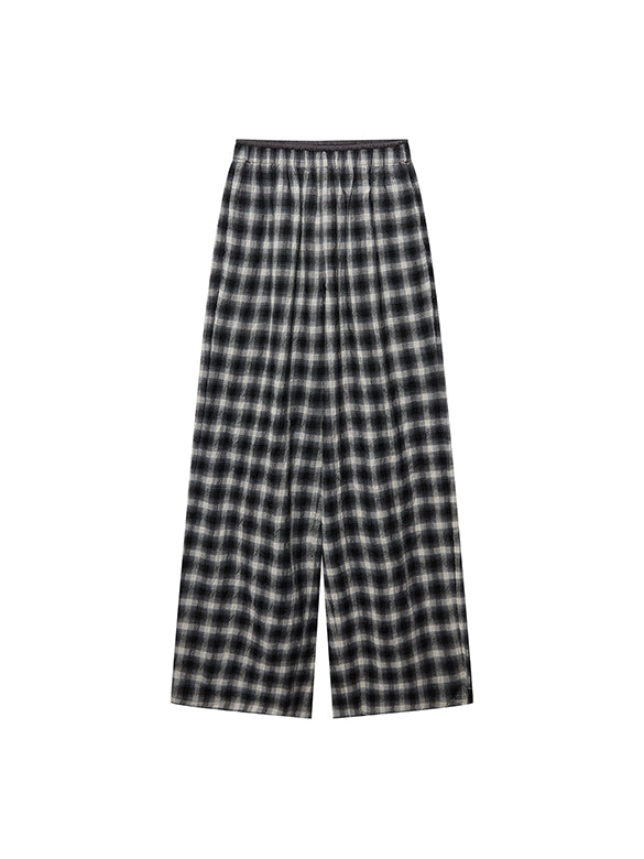 Plaid Wrinkle Easy Pants