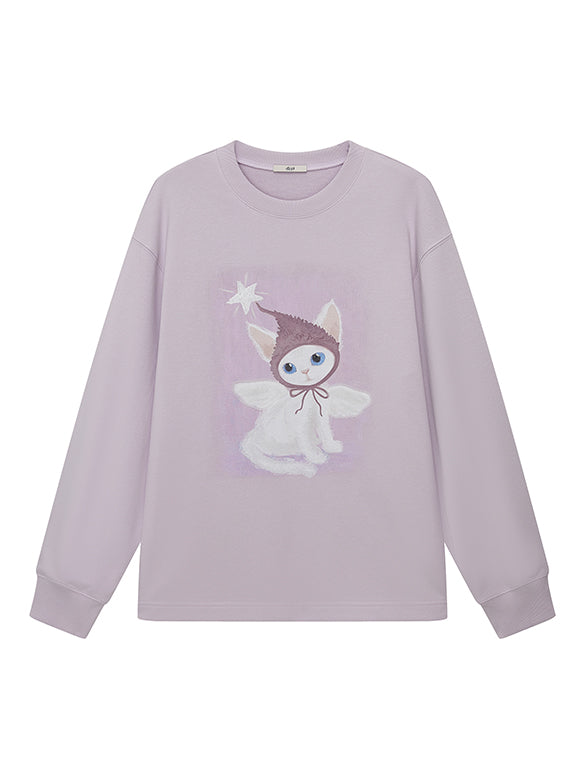 Cat Printed Embroidery Sweatshirt