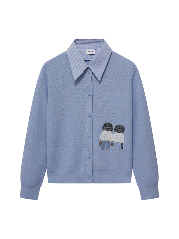 Embroidery Character Collar Knit