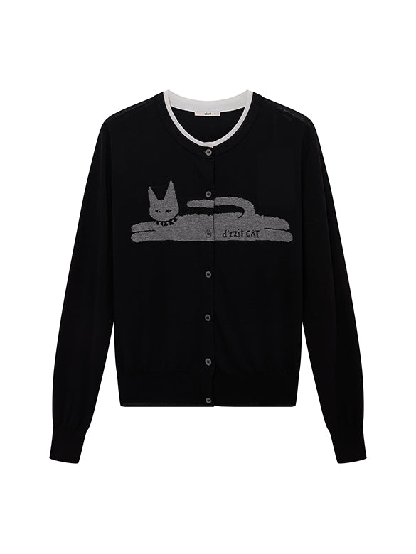 Cat Beads Knit Cardigan