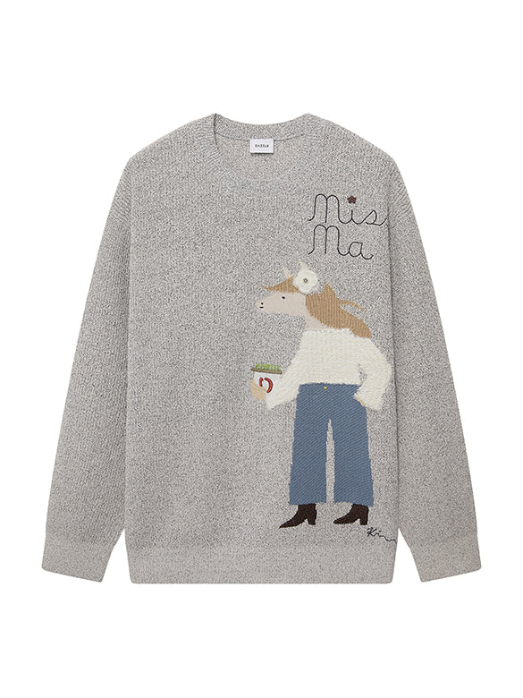Horse Embroidery Knit Top