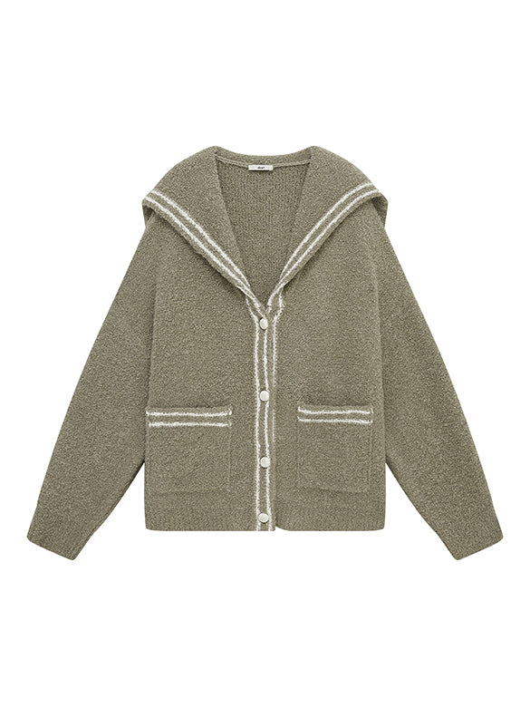 Loop-yarn Sailor Collar Line Knit