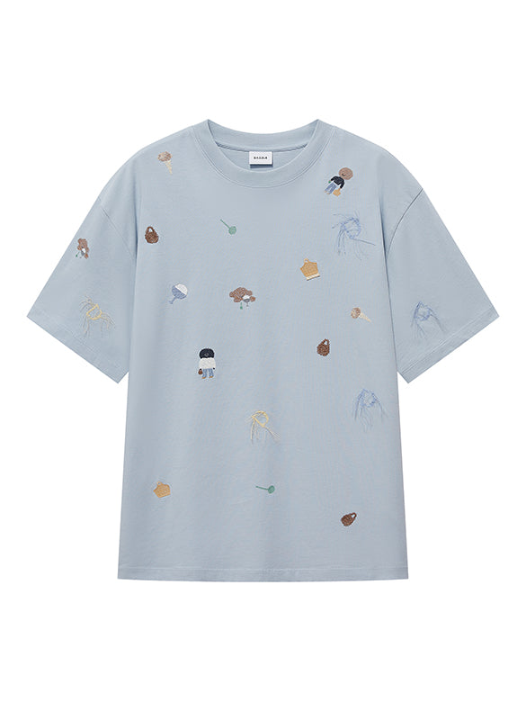 Embroidery Character Pattern T-shirt