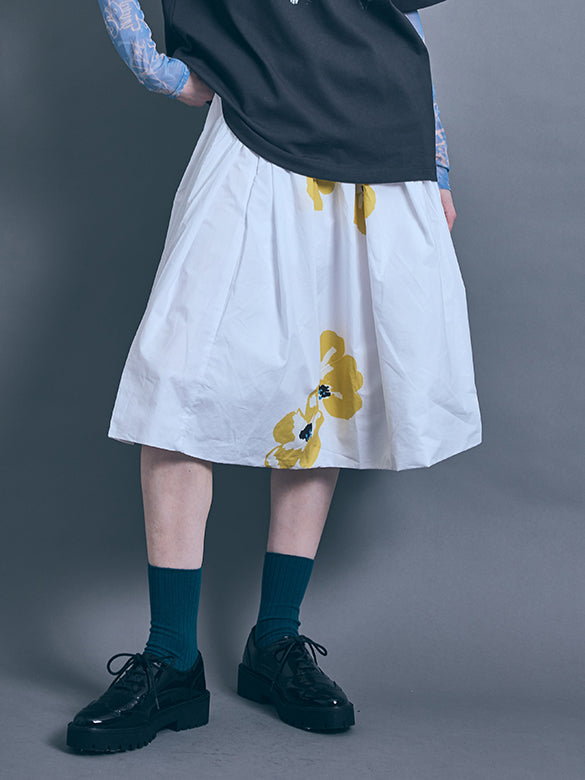 Flower Printed Taffeta Skirt