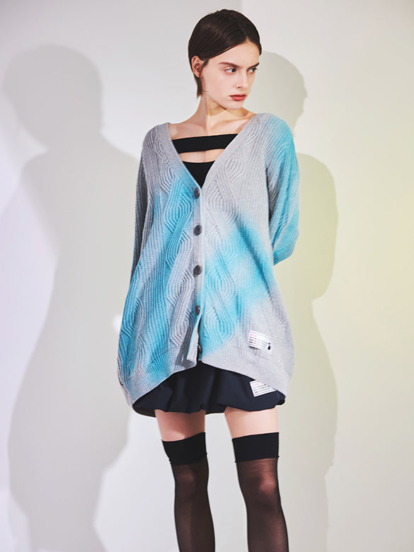 Spray Printed Knit Cardigan