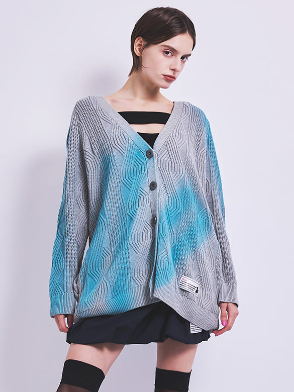 Spray Printed Knit Cardigan