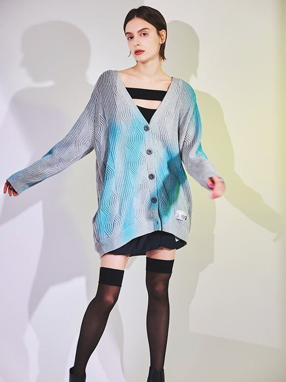 Spray Printed Knit Cardigan