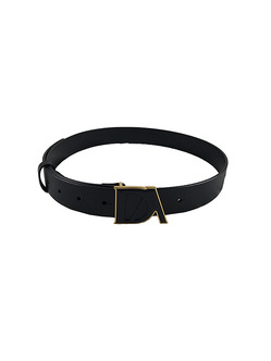 Logo Buckle Leather Belt