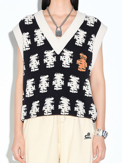 Bi-Color Tiger Knit Vest