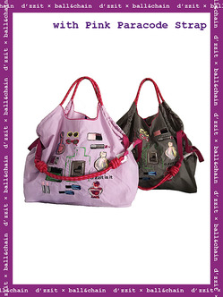 × ball&chain Cosmetic Colorful Design Bag L & Pink Paracode Strap