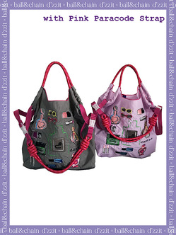 × ball&chain Cosmetic Colorful Design Bag M & Pink Paracode Strap
