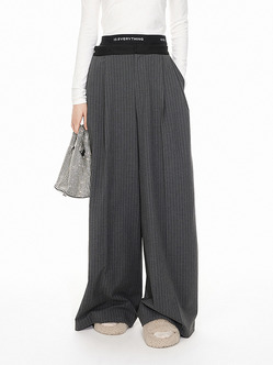 Double Waist Design Pin-Stripe Pants