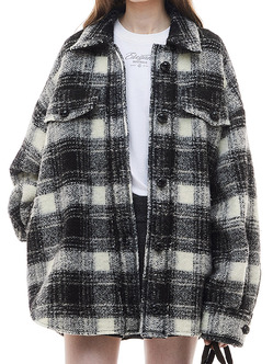 Shaggy Plaid Shirt Jacket