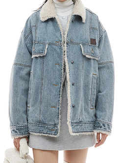 Boa Combination Padded Denim Jacket