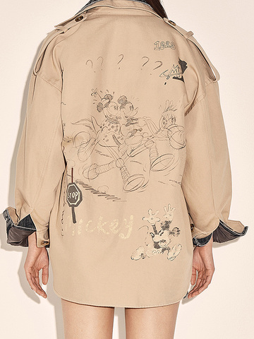 Back Side Printed Trench Coat