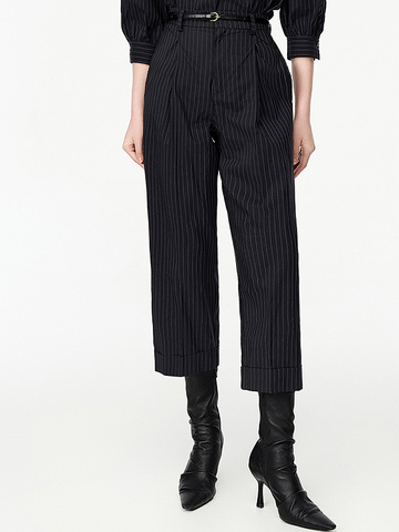 Pin-Stripe Belted Pants