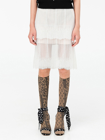 Dot Lace Sequins Frill Skirt