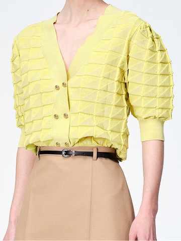 Yellow Design Knit Cardigan