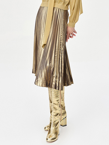 Gold Satin Pleats Skirt
