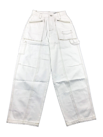 Stitch White Cargo Denim Pants