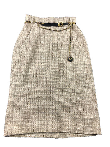 Chain Belted Tweed Skirt