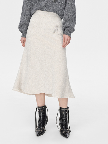 Brooch Tweed Skirt
