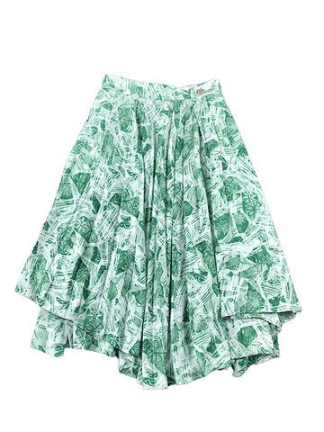 Plant Printed Pleats Skirt