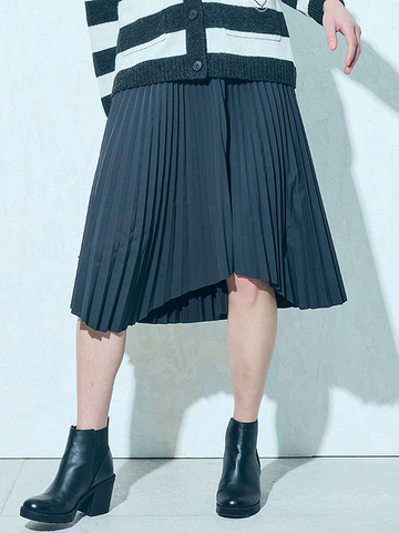 Asymmetry Belted Pleats Skirt