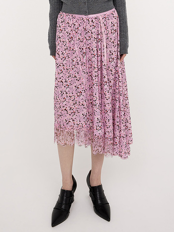 Cat & Flower Printed Skirt