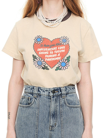 Embroidery&Sequins Printed Retro T-Shirt