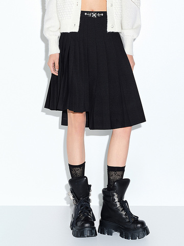 Asymmetry Pleats Half Skirt