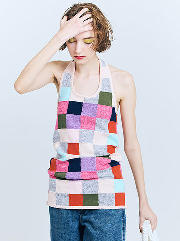Multi Color Block Pattern Knit Dress
