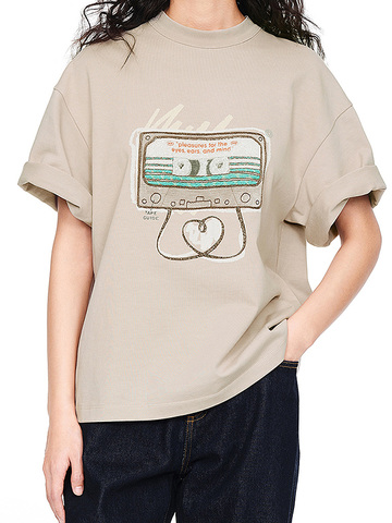 Sequins & Embroidery Cassette Tape T-Shirt