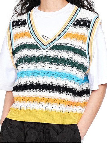 Colorful Wave Stripe Knit Vest