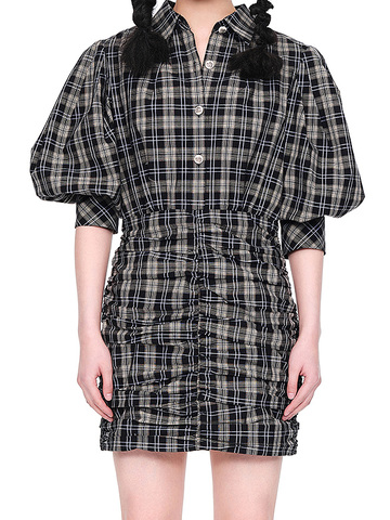 Dark Checkered Shirt Dress