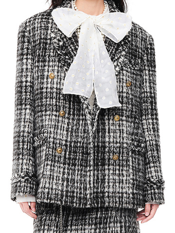 Bi-Color Checkered Shaggy Jacket