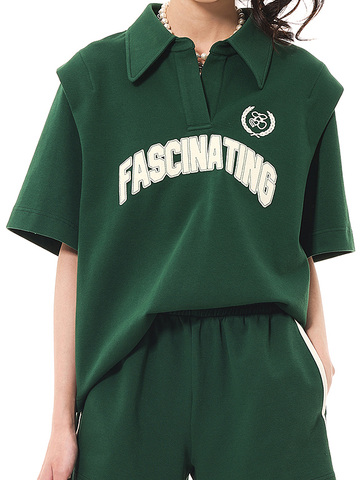 Embroidery Patch Green Design Polo-Top