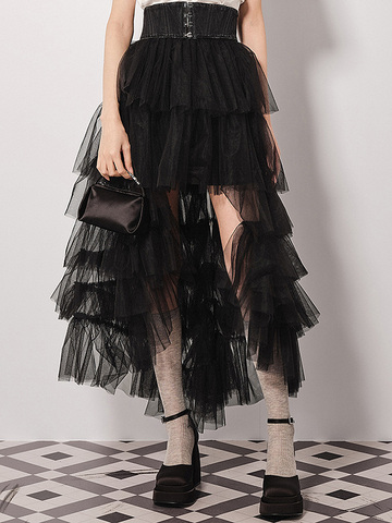 Slit Tulle Gradually Skirt