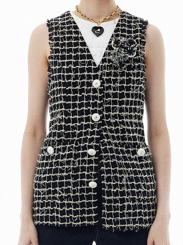 Plaid Tweed Vest