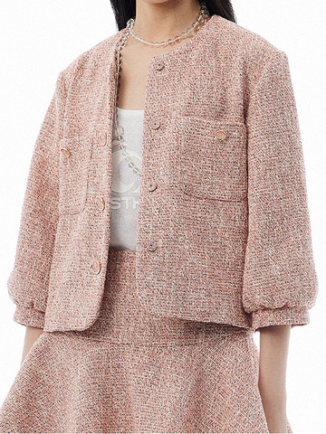 Pink Tweed Feminine Jacket