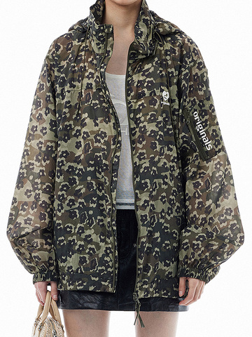 Camouflage & Flower Printed Blouson