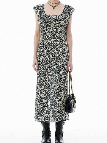 Retro Flower Printed Long Dress