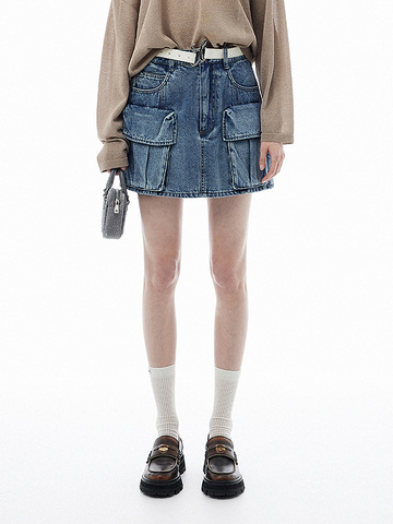 Denim Cargo Short Pants