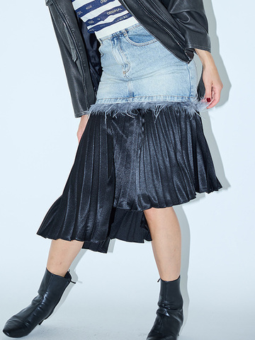 Feather Denim Skirt