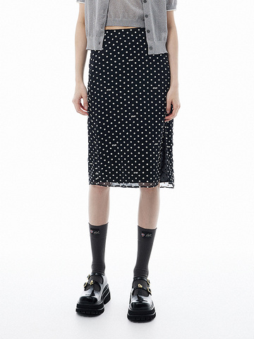 Polka Dot Embroidery Chiffon Skirt