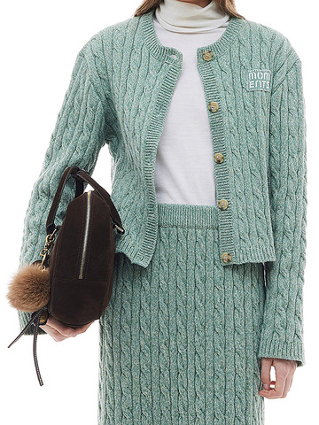 Blue Green Cable Knit Cardigan